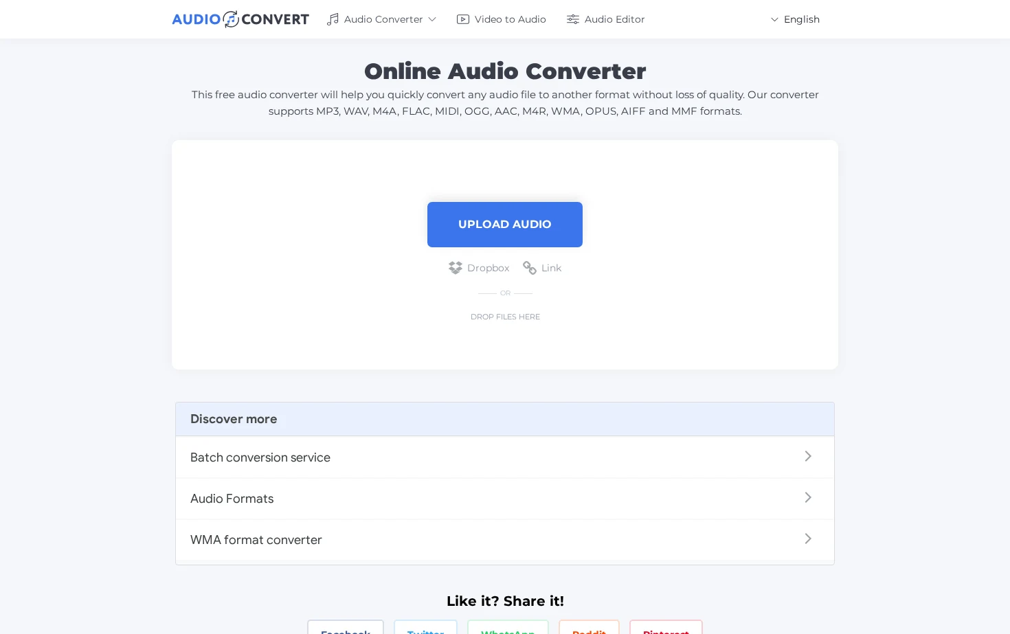 Audio Converter Online - 100% Free 页面快照